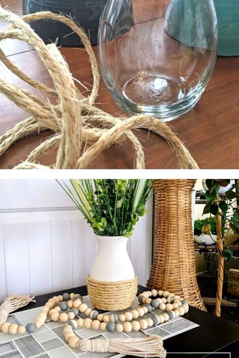 Budget friendly boho vase centerpiece for living room coffee table or dining table centerpiece. Boho Centerpiece, Large Scale Wall Art, Boho Store, Glass Wear, Vase Diy, Refinish Furniture, Vase Centerpiece, Boho Vase, Planter Project