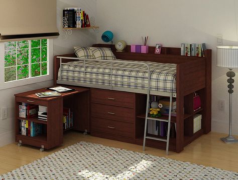 Full Size Bed with Desk attached - American Freight Living Room Set Check more at http://www.gameintown.com/full-size-bed-with-desk-attached/ Bed With Desk Underneath, Loft Bed Desk, Lofted Dorm Beds, Bunk Bed With Desk, Modern Bunk Beds, Loft Bunk Beds, Loft Storage, Bed With Desk, Kids Loft Beds