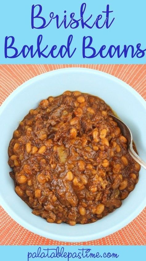 Brisket Beans Recipe, Baked Beans With Brisket, Brisket Beans, Brisket Baked Beans, Heb Recipes, Grilled Vegetable Sandwich, Beef Barbecue, Bbq Baked Beans, Side Ideas