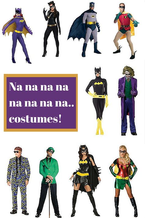 Batman Characters Costumes, Batman Group Costumes, Batman Halloween, Robin Costume, Batman Costumes, Halloween Costumes Ideas, Joker Costume, Batman And Robin, Halloween Costumes For Couples