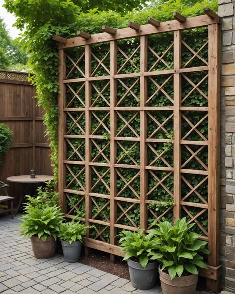 20 Amazing Vertical Trellis For Your Backyard – ToolzView Trellis Next To House, Lattice On Side Of House, Trellis Front Porch, Trellis In Front Of House, Garden Trellis Wall, Trellis Wall Ideas, Freestanding Trellis Ideas, Shed With Trellis, Modern Trellis Ideas