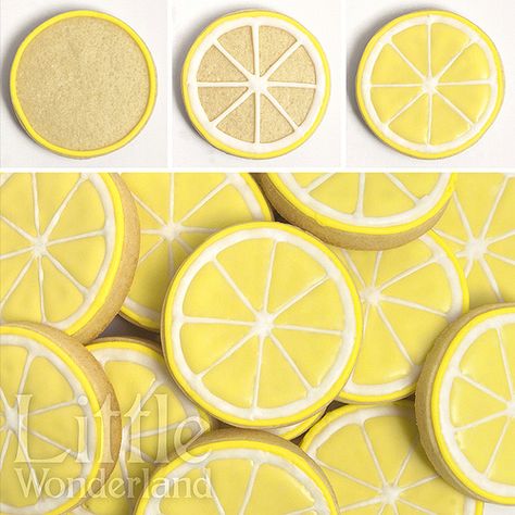 Galletas de limón / Lemon cookies | www.littlewonderland.es/… | Flickr Summer Sugar Cookies, Lemon Buttercream Frosting, Flooding Cookies, Royal Iced Cookies, Fruit Cookies, Lemon Buttercream, Iced Sugar Cookies, Fruitcake Recipes, Cookie Business