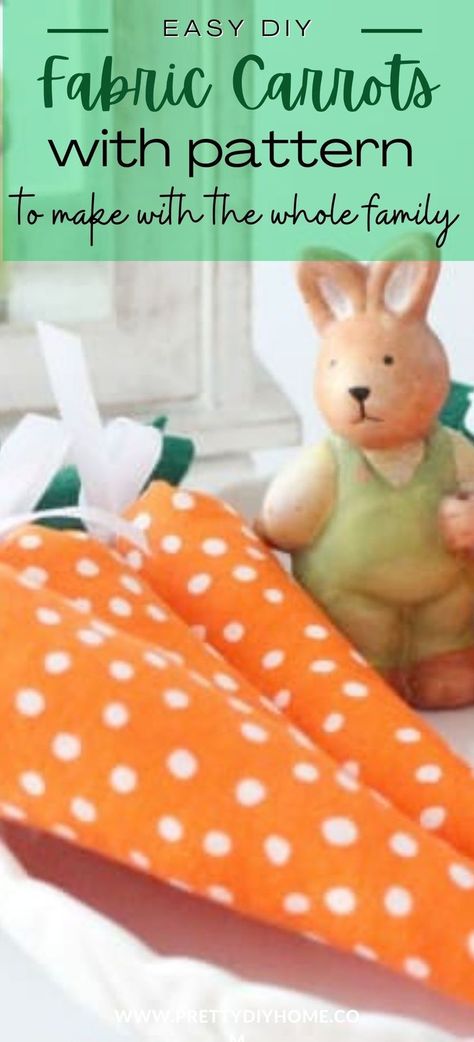 Diy Carrots For Easter, Diy Fabric Carrots, Diy Carrots, Carrot Decorations, Carrot Craft, Dollar Tree Easter Crafts, Fabric Carrots, Make Your Own Fabric, Carrot Pattern