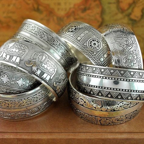 Vintage Cuff Bracelet, Boho Cuff, Tibetan Jewelry, Geometric Bracelet, Vintage Bangles, Silver Bangle Bracelets, Silver Cuff Bracelet, Silver Bangles, Silver Cuff