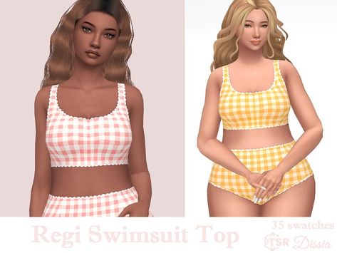 The Sims Resource - Regi Swimsuit Top Vintage Style Swimwear, Sims 4 Sims, Beach Retro, Cc Sims4, Sims Clothes, Top Swimwear, Retro Swimsuit, Sims 4 Mods Clothes, Sims4 Cc