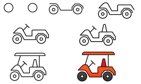 How To Draw A Golf Cart In 7 Easy Steps 1 Golf Drawing Easy, Golf Painting Easy, Golf Cart Drawing, Golf Drawing, Lol Coloring Pages, Lol Coloring, Rock Designs, Golf Cart Seats, Wine Glass Designs