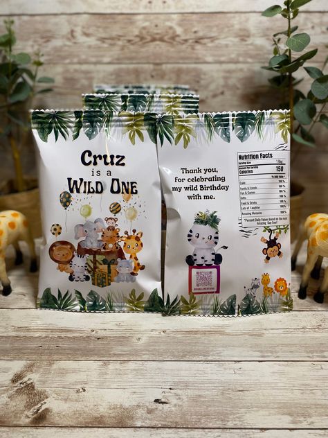 Wild One Birthday Favor Ideas, Wild One Party Favors, Personalized Chip Bags, Picnic Clipart, Forest Baby Nursery, Art Picnic, Astronaut Clipart, Wild Theme, Birds Theme