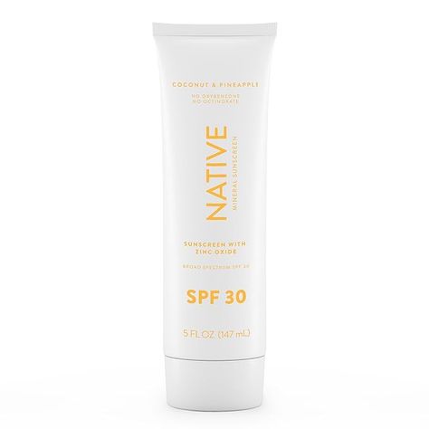 Native Sunscreen SPF 30, Zinc Oxide Dermatologist Tested Suitable for Sensitive Skin & Hawaii Compliant, 5 Ounces | Pineapple & Coconut Scent Sun Protection Lotion, Lightweight & Smooth Coconut Health, Pineapple Face, Peach Nectar, Greasy Skin, Daily Sunscreen, Neutrogena Makeup, Skincare Brands, Beauty Treats, Fruity Cocktails