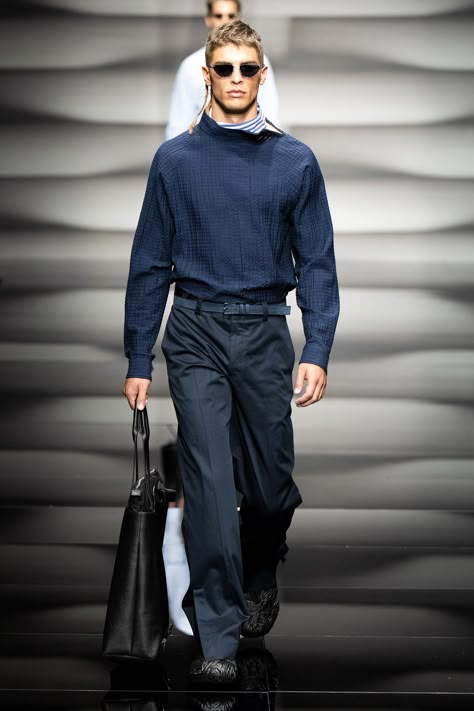 Emporio Armani Spring 2023 Menswear Collection | Vogue 2023 Mens Fashion, Armani Spring Summer 2023, Versace Menswear 2023, Armani Ready To Wear 2023, Luxury Menswear-inspired Spring Outerwear, Emporio Armani 2023, Emporio Armani Men, Men Fashion Week, Older Mens Fashion