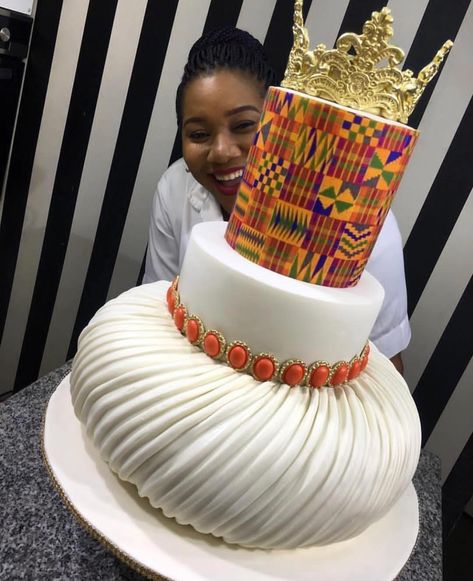 Africa Cake, African Wedding Cakes, Ghana Traditional Wedding, African Cake, African Wedding Theme, African Inspired Wedding, Wedding Cake Prices, Ghana Wedding, African Traditional Wedding Dress