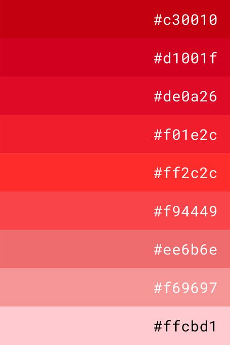 Red Ombre Color Palette, Red Hex Code Palette, Color Palette Reds, Brand Pallete Color, Red Colour Palette Shades, Color Red Palette, Canva Color Palette Codes Red, Lip Hex Codes Dti, Light Red Color Palette