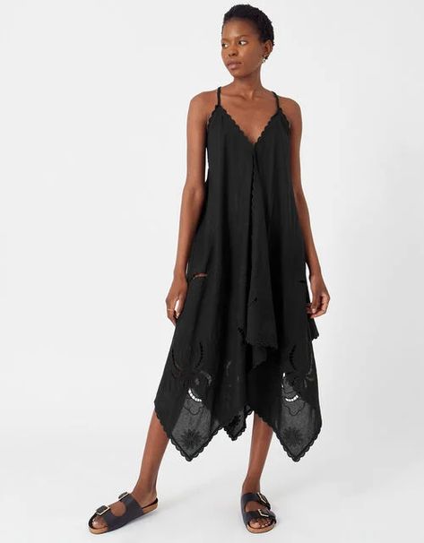 Cutwork Hanky Hem Dress Black | Beach holiday dresses | Accessorize UK Beach Holiday Dresses, Beach Inspo, Hanky Hem, Beach Bar, Plus Size Style, The Seaside, Cut Work, Family Holiday, Hem Dress