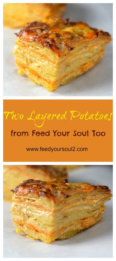 Two Layered Potatoes from Feed Your Soul Too Layered Potato Bake, Layered Potatoes, Seder Meal, Layered Potato, Potato Bake, Feed Your Soul, Tater Tots, Best Side Dishes, Potato Dishes