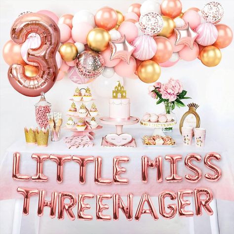 83 PCS Little Miss Threenager Balloons Little Miss Threenager Birthday Decoration Little Miss Threenager backdrop Little Miss Threenager Party Supplies 3rd Birthday Decoration 3rd Birthday Balloon 3 Year Toddler Girl Birthday, 3rd Birthday Pink Theme, 3nager Birthday Party Ideas, Baby Girl 3rd Birthday Ideas, Girl 3 Year Birthday Theme, 3nager Birthday Party, Birthday Themes For 3rd Birthday Girl, 3 Themed Birthday Party Girl, Girl 3rd Birthday Party Themes