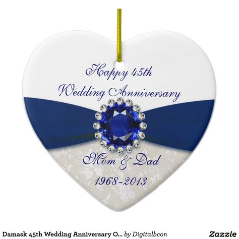 Damask 45th Wedding Anniversary Ornament 45th Anniversary Gifts, Mom Dad Anniversary, 55th Wedding Anniversary, Wedding Ornaments, 45th Wedding Anniversary, Sapphire Anniversary, Damask Design, Anniversary Ornament, Anniversary Surprise