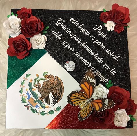 Monarch Butterfly Graduation Cap, Graduation Cap Designs Butterfly, Graduation Cap With Butterflies, First Generation Graduation Cap Mexican, Mexico Monarch Butterflies, Graduation Cap Designs, Cap Designs, Grad Cap, Mexican Culture