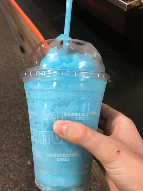 Blue Slushie Aesthetic, Slushie Aesthetic, Ice Slushies, Grace Reilly, Blue Slushie, Dorm Snacks, Baskin Robins, Aesthetic Monster, Snack Aesthetic