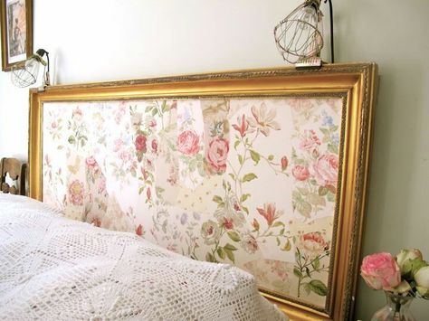 Tavelram Romantic Headboard, Homemade Headboard, Homemade Headboards, Floral Headboard, Free Paper Printables, Old Mirror, Live And Learn, Mirror Frame, Floral Background