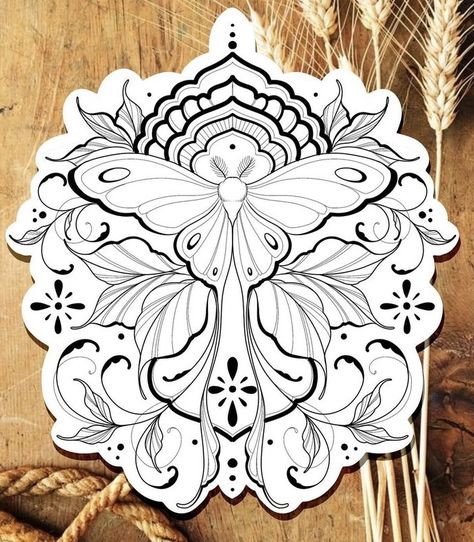 Large Tattoo Pieces, Mandala Moth Tattoo, Moth Tattoo Drawing, Floral Ornamental Tattoo, Ornamental Sternum Tattoo, Mandala Chest Tattoo, Moth Tattoo Ideas, Charlotte Tattoo, Ornamental Tattoo Design