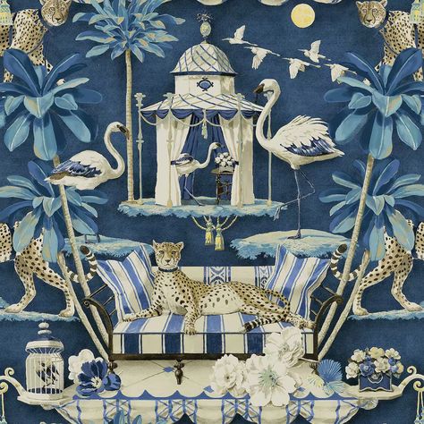 Harrison Howard Night in India Peel & Stick Wallpaper | Michaels Harrison Howard, Chinoiserie Print, Fabric Wall Decor, India Fabric, Commercial Wallpaper, Custom Drapes, Cotton Curtains, Evening Sky, Drapery Panels