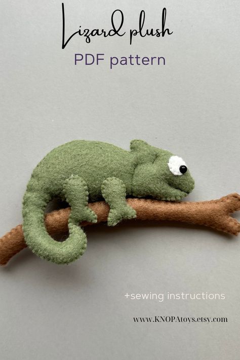 Set of 2 pdf felt Lizard pattern, sewing instruction and 2 video stitch that will help beginners learn to sew.
Set included pattern lizard (10cm) and tree (15cm) Diy Felt Toys, Lizard Plush, Animals Sewing, Felt Tutorial, Funny Lizards, Sew Felt, Felt Toys Diy, Lizard Pattern, Felt Crafts Patterns