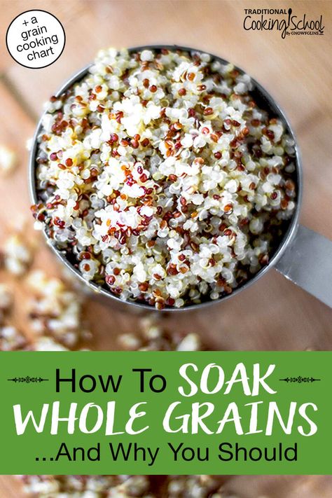 Fluffy, buttery, the perfect side dish for everything from your favorite chili recipe to a breakfast hash, cooking whole grains like rice and quinoa is easy... and worth doing the *right* way! Including a grain cooking chart, here's how to soak and cook whole grains to aid digestion, boost nutrition, and even halve cooking time! #soaking #cooking #wholegrains Whole Grain Sides, Rice And Quinoa, Like Rice, Favorite Chili Recipe, Oat Groats, Breakfast Hash, Wheat Berries, Whole Grains, Grass Fed Butter