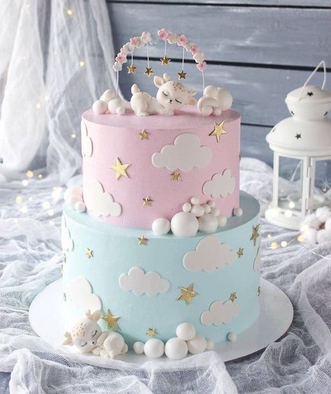 Image may contain: 1 person, food Baby Reveal Cakes, Baby Shower Cake Designs, Baby Shower Cakes Girl, Baby Reveal Party, Baby Gender Reveal Party, Gender Reveal Cake, Baby Birthday Cakes, Christening Cake, First Birthday Cakes