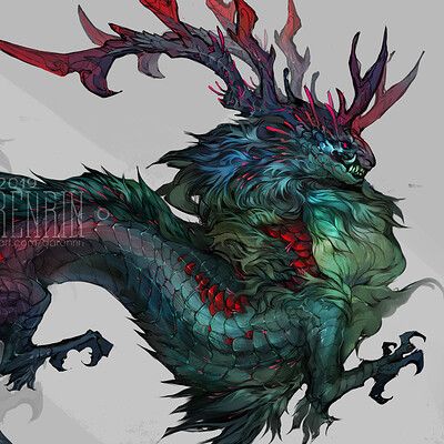 Dragon Monster Concept Art, Green Dragon Art, Green Dragon Fantasy Art, Monster Animal, Fantasy Forest Monster, Reptile Monster Art, Fantasy Tiger Monster, Dragon Poses, Green Monster