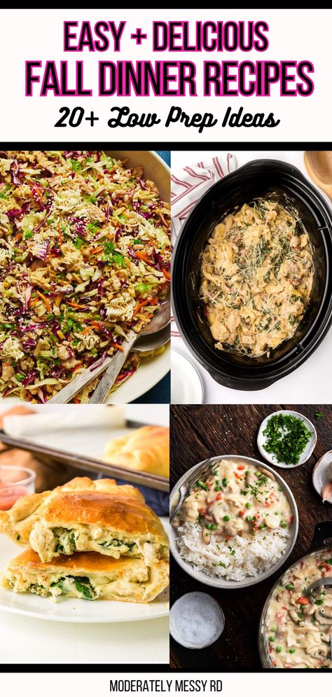 Over 20 fall dinner recipes that require little work for those busy nights! From crockpot meals, to sheet pan dinners, to dinners ready in less than 30 minutes. Cook more healthy meals this fall, and rely less on convenience foods, with easy recipes like this! It will make those hectic nights feel a little less stressful. Low Prep Dinner, Fall Sheet Pan Dinners, Microbiome Recipes, Easy Fall Dinner, Easy Fall Dinner Recipes, Easy Fall Dinners, Veggie Chili, Pan Chicken Fajitas, Pan Dinners