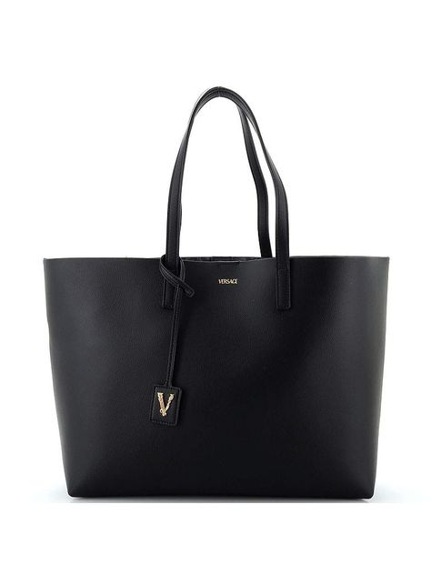 Versace Leather Tote Size: One Size Bags - used. 100% Leather | Versace Leather Tote Bag: Black Bags Versace Leather, Tote Bag Black, Black Bag, Leather Tote Bag, Leather Tote, Calf Leather, Versace, Outlet, Women Handbags