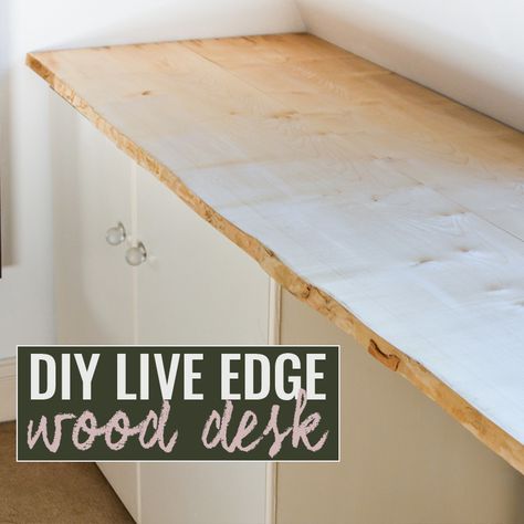 Live Edge Wood Desk, Live Edge Counter, Diy Live Edge, Bedroom Office Combo, Wood Desk Top, Live Edge Desk, Counter Desk, Latest Interior Design, Vanity Area