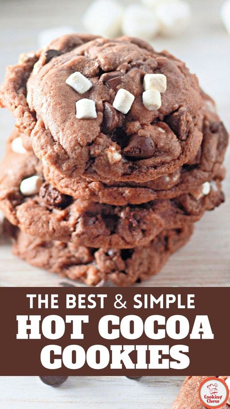 Easy hot cocoa cookies filled with marshmallows for a cozy holiday dessert! These are the best cookies to bake for Christmas gatherings. Hot Chocolate Cookies Recipe, Easy Hot Cocoa Cookies, Dessert Recipes Christmas, Marshmallow Cookies, Chocolate Cookie Recipes Easy. Hot Chocolate Cookies Recipe, Dessert Recipes Christmas, Easy Hot Cocoa, Chocolate Cookie Recipes Easy, Hot Chocolate Cookie Recipes, Cookie Recipes Easy, Cookies To Bake, Hot Cocoa Cookies, Marshmallow Cookies