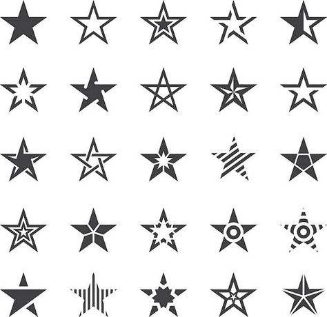 Star Shape Illustrations, Royalty-Free Vector Graphics & Clip Art - iStock Star Tattoo Men, Star Tats, Star Tattoos For Men, Shape Icons, Small Star Tattoos, Tattoo Star, Heart Doodle, Star Tattoo Designs, Star Illustration