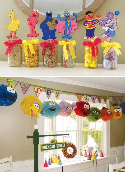 Sesame Street Party Decorations, Street Party Decorations, Sesame Street Decorations, Carnival Party Games, Cookie Monster Birthday, Elmo Birthday Party, Sesame Street Birthday Party, Elmo Party, Sesame Street Party