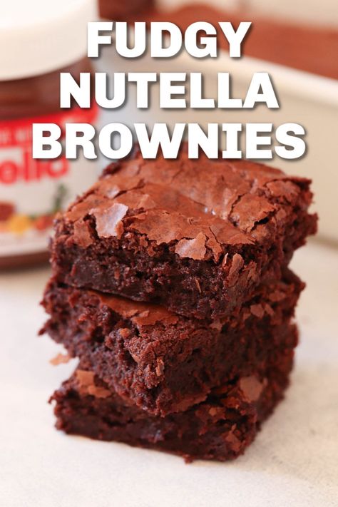 Nutella Brownies Recipe, Nutella Recipes Brownies, Nutella Recipes Easy, Nutella Fudge, Nutella Desserts, Nutella Brownies, Nutella Cake, Six Sisters Stuff, Nutella Cookies