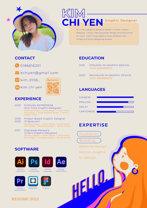 Graphic Designing Portfolio Ideas, Cute Resume Ideas, Artistic Resume Design, Self Portfolio Design, Grafic Design Portfolio Inspiration, Cv Of Graphic Designer, Resume Graphic Design Creative Cv, Graphic Design Curriculum Vitae, Behance Graphic Design Portfolio