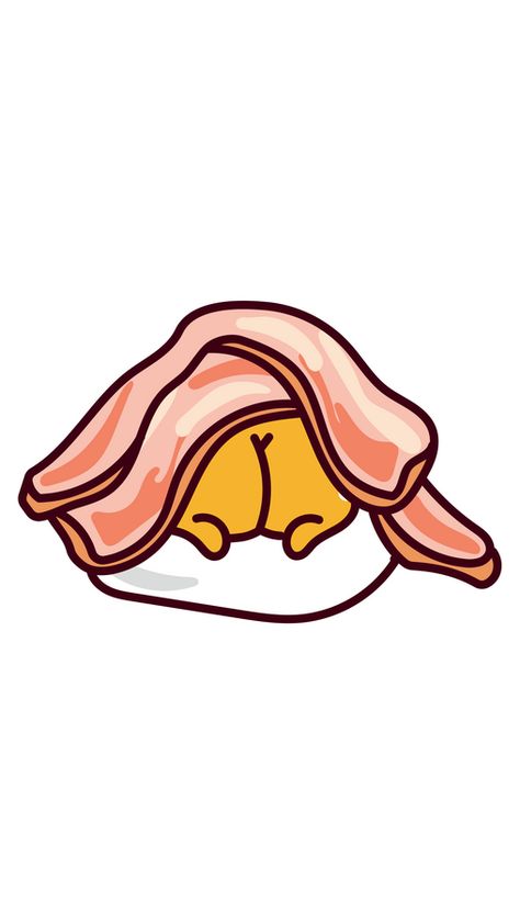 What do you see in this fanart Gudetama Hiding Under Bacon Sticker? We see the beautiful booty of the famous Sanrio's lazy egg yolk who likes to do nothing during lying in bed. But today, something... Lazy Egg Gudetama Wallpaper, Gudetama Pfps, Gutatama Egg Wallpaper, Gudetama Funny, Gutatama Egg, Lazy Egg Gudetama, Egg Character, Gudetama Egg, The Lazy Egg