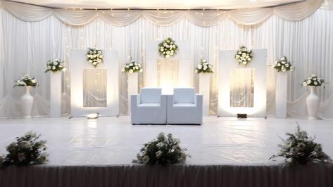 Wedding Stage Design Simple, Modern Wedding Stage Design, Naming Ceremony Decoration, Blue Dress Outfits, Entrance Decoration, Wedding Decors, Wedding Stage Design, Stage Decor, Wedding Backdrop Design