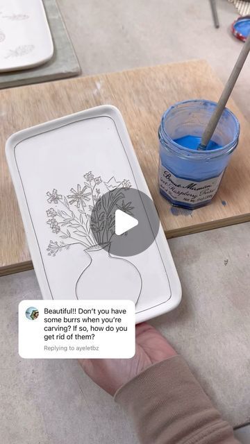 Jenna Vanden Brink Ceramics on Instagram: "Thanks for your questions about my previous inlay reel. Here’s a part 2 answering a couple more. Keep commenting with questions and I’ll do my best to respond!

💙💙💙" Inlay Technique Ceramics, Ceramic Techniques, About Me Questions, Pottery Crafts, May 20, A Couple, Pattern Design, Ceramics, Pattern