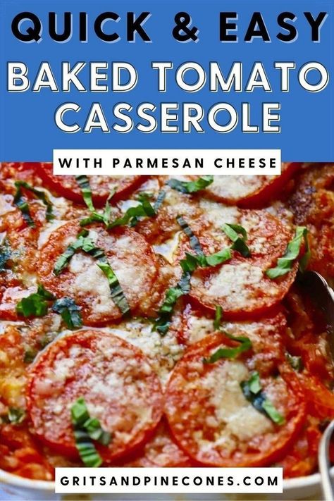 My quick and easy Baked Tomato Casserole is a delicious and healthy vegetable casserole that your entire family will love! Full of flavorful, tomato goodness, this yummy fresh tomato recipe only takes minutes to prepare and pairs beautifully with most entrees. Healthy Meals With Tomatoes, Tomato Casserole Recipes, Tomato Bake, Tomato Side Dishes, Fresh Tomato Recipes, Baked Tomatoes, Vegetable Side Dishes Recipes, Vegetable Casserole, Healthy Vegetables