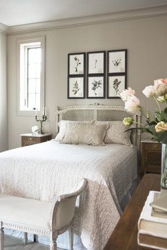 Beautiful room. What is the paint color on the walls? Anew Gray, Neutral Bedrooms, Transitional Bedroom, Traditional Bedroom, Stylish Bedroom, Bedroom Paint, Elegant Interiors, Master Bedrooms Decor, Ideas Pictures