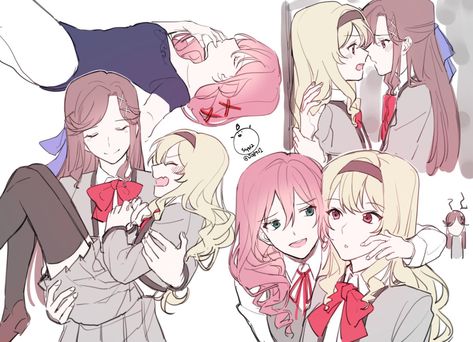 Claudine X Maya, Selfcest Yuri, Saijou Claudine, Tendou Maya, Autumn Korean Fashion, Revue Starlight, Yuri Anime, Anime Girlxgirl, Satin Shirt