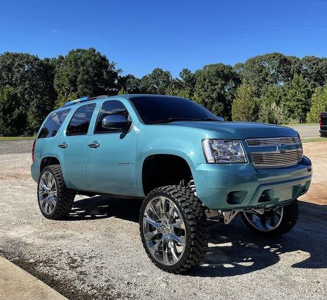 Chevy Tahoe Wrapped, Squatted Tahoe, Custom Tahoe, Squatted Truck, Squatted Trucks, Chevy Tahoe Z71, Tahoe Z71, Arm Tattoos For Guys Forearm, Luxury Helicopter