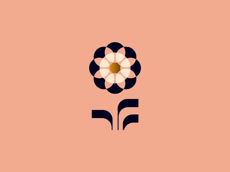 Flower by Nadia Castro  #logo #flower #illustration #branding #minimal #geometry #geometric #minimalism #logotype Geometric Flowers Illustration, Geometrical Flower, Autumn Snow, Geometric Flower Pattern, Yum Cha, Logo Fleur, Logo Flower, Banks Logo, Geometric Flowers