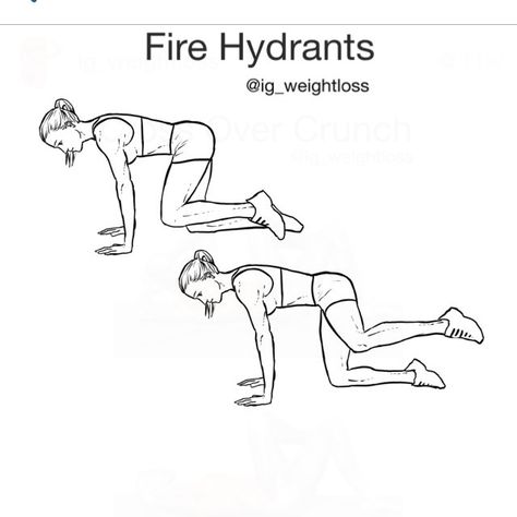 How To Do Fire Hydrants, Fire Highdrants Workout, Random Workouts, Fire Hydrant Workout, Glutes Workouts, Fire Hydrants, Workout List, Exercise Ideas, Fitness Art