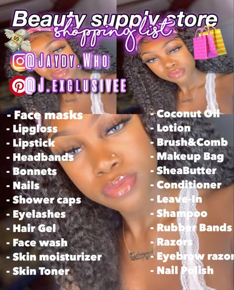 Beauty Supply List, Beauty Supply Store List, Baddie Essentials List, Skin Care Routine List, Skin Care Routine Home Remedies, Baddie Shopping, Routine List, Skin Care Supplies, Body Hygiene