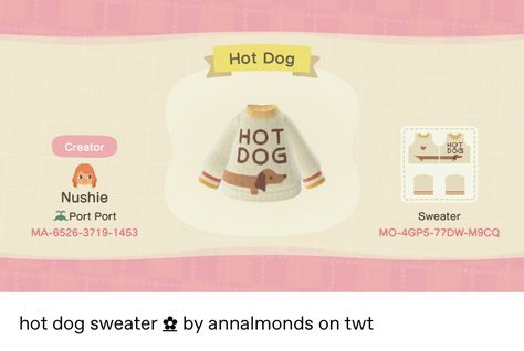 Acnh Dog Design Code, Animal Crossing Dog, Acnh Outfits, Ac Codes, Acnh Patterns, Acnh Clothes, Cozy Gaming, Acnh Design, Tiny House Layout