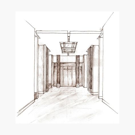 English Hallway, Hallway Drawing, Structure Sketch, Wide Hallways, Sketch Photo, Home Hallway, Photo Black And White, Modern Hallway, Old English