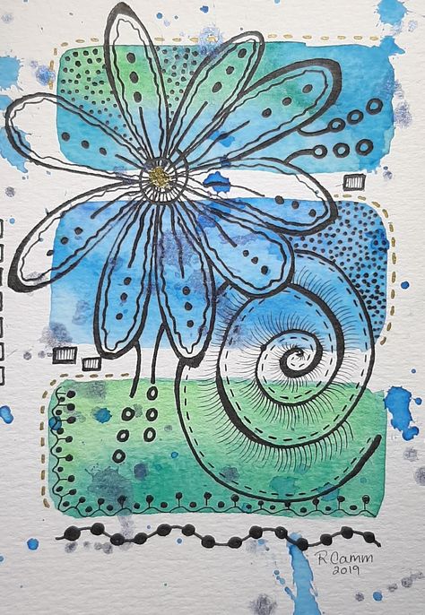 Ink Doodles Inspiration, Watercolor Doodles, Doodle Art Flowers, Watercolor Art Journal, Watercolor Paintings For Beginners, Art Journal Techniques, Watercolor Greeting Cards, Watercolor Flower Art, Watercolor Flowers Paintings