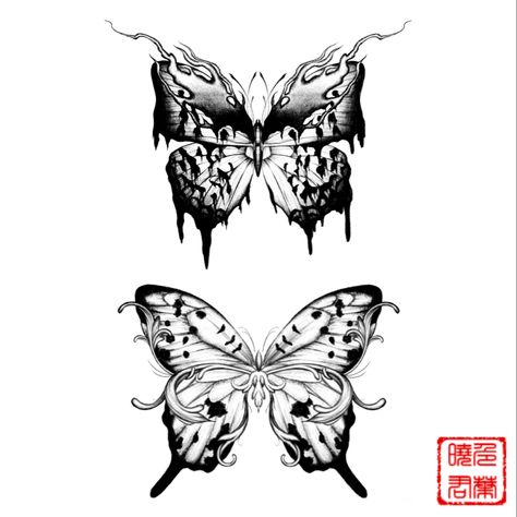 Aesthetically pleasing beautiful butterfly tattoo flash with fire melting and filagree surrealism Melting Butterfly Tattoo, Melting Butterfly, Melting Tattoo, Butterfly Wings Art, Wing Art, Tattoo Shading, Butterfly Tattoos, Wings Tattoo, Butterfly Wing